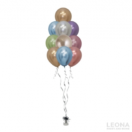 10pc Latex Balloon Bouquet (Chrome Colour) - Leona Party and Home
