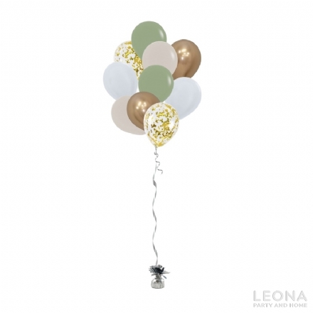 10pc Latex Balloon Bouquet (Confetti+Chrome+Plain Colour) - Leona Party and Home