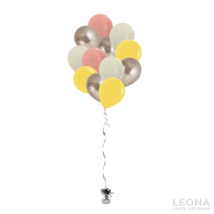 12pc Latex Balloon Bouquet (Chrome+Plain Colour) - Leona Party and Home