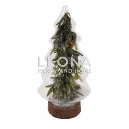 12X26CM LED GLASS TREE CLEAR 12 LED - Leona Party and Home