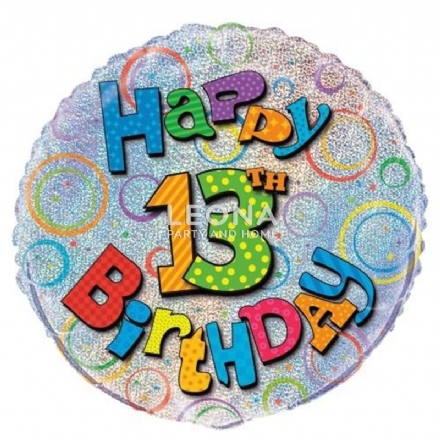 13th Birthday 45cm Foil Prismatic Balloons Packaged - Leona Party and Home