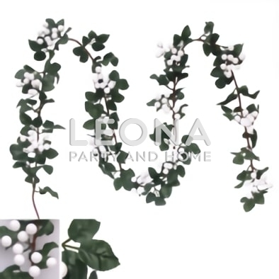 1.4M WHITE BERRY WREATH - 14m white berry wreath - 1    - Leona Party and Home