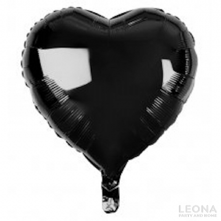 18' Foil Heart Black - 18 foil heart black - 1    - Leona Party and Home