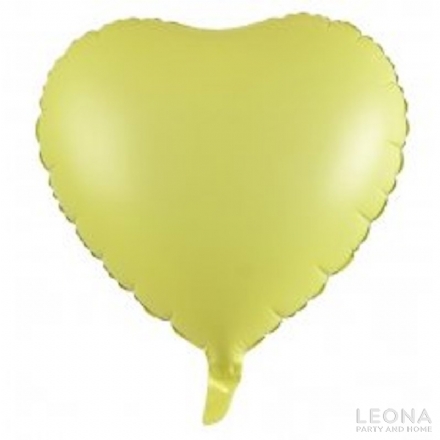 18' Foil Heart Matt Pastel Yellow - 18 foil heart matt pastel yellow - 1    - Leona Party and Home