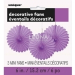 3 Decorative Fans Pretty Purple 15cm - 3 decorative fans pretty purple 15cm - 1    - Leona Party and Home
