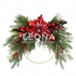 45CM PINE RING WREATH W/BAUBLES/BERRY RED - 45cm pine ring wreath wbaublesberry red - 1    - Leona Party and Home