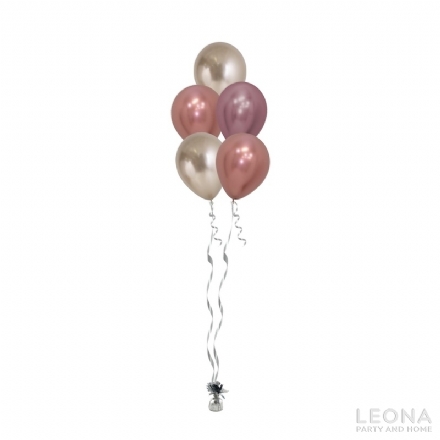 5pc Latex Balloon Bouquet (Chrome Colour) - Leona Party and Home