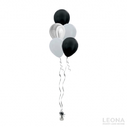 5pc Latex Balloon Bouquet (Marble+Plain Colour) - Leona Party and Home