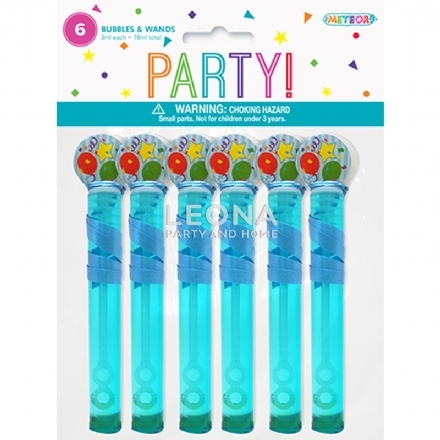 6 Bubbles & Wands - Blue 3ml Each - Leona Party and Home