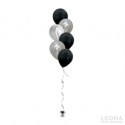 6pc Latex Balloon Bouquet (Chrome+Marble+Plain Colour) - 6pc latex balloon bouquet chromemarbleplain colour - 1    - Leona Party and Home