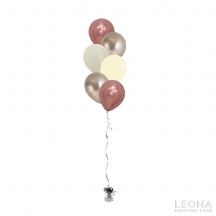 6pc Latex Balloon Bouquet (Chrome+Plain Colour) - Leona Party and Home