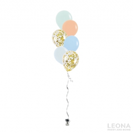 6pc Latex Balloon Bouquet (Confetti+Plain Colour) - Leona Party and Home