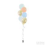 6pc Latex Balloon Bouquet (Confetti+Plain Colour) - 6pc latex balloon bouquet confettiplain colour - 1    - Leona Party and Home