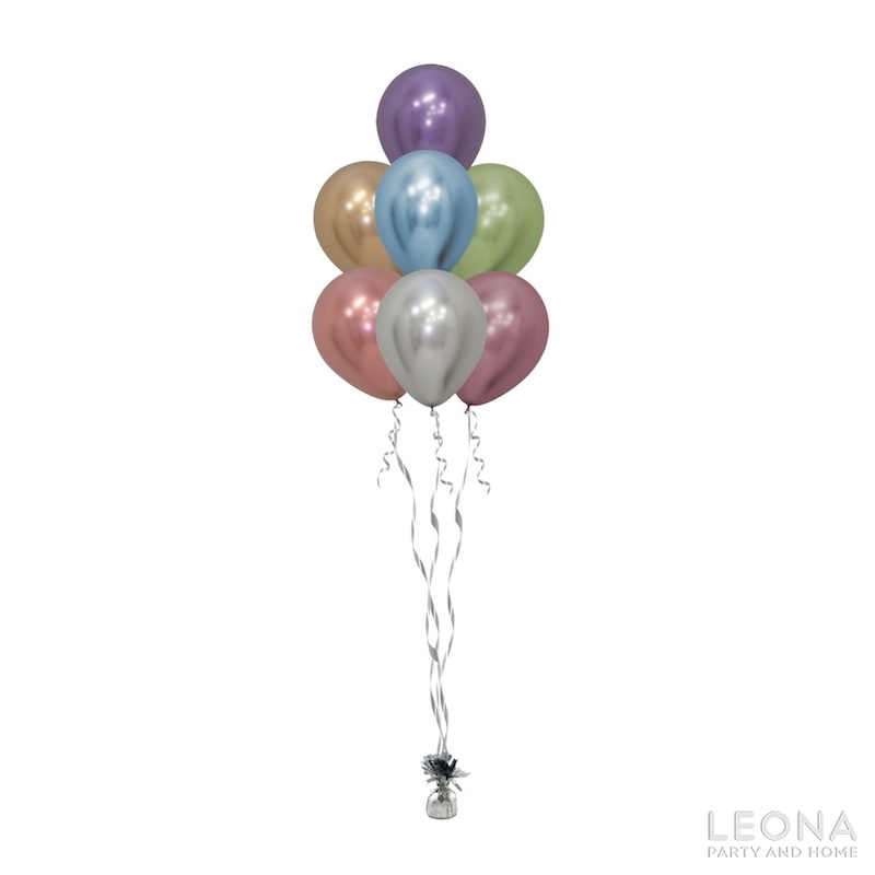 7pc Latex Balloon Bouquet (Chrome Colour) Leona Party and Home