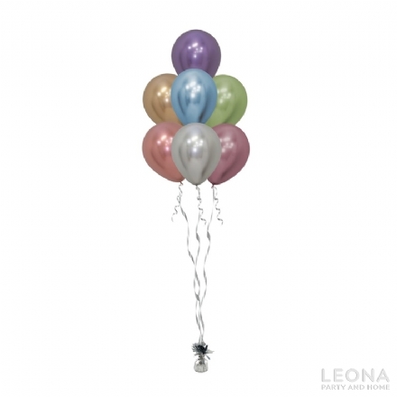 7pc Latex Balloon Bouquet (Chrome Colour) - Leona Party and Home