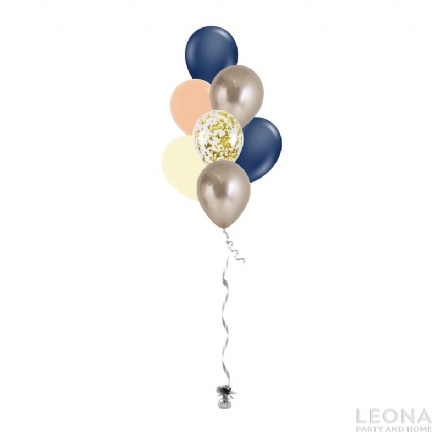 7pc Latex Balloon Bouquet (Confetti+Chrome+Plain Colour) - Leona Party and Home
