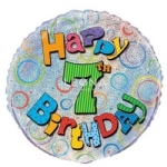 7th Birthday 45cm Foil Prismatic Balloons Packaged - 7th birthday 45cm foil prismatic balloons packaged - 1    - Leona Party and Home