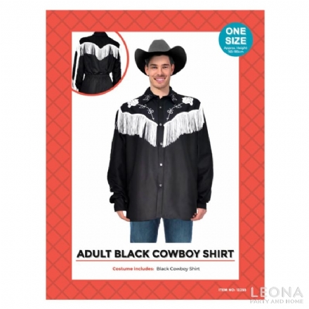 Adult Black Cowboy top - adult black cowboy top - 1    - Leona Party and Home