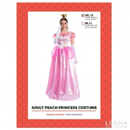 Adult Peach Princess Costume XS/S - adult peach princess costume xss - 1    - Leona Party and Home