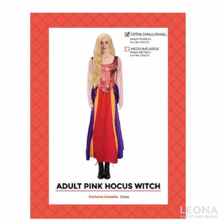Adult Pink Hocus Witch Costume - Leona Party and Home