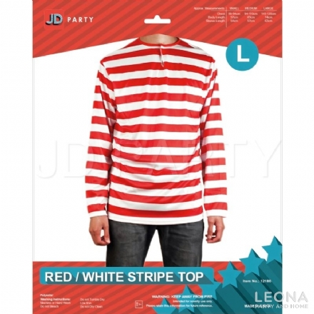 Adult Red & White Stripe Top - adult red  white stripe top 202381120444 - 1    - Leona Party and Home
