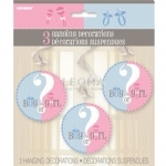 Baby Reveal 3 Hanging Swirl Decorations 90cm L - baby reveal 3 hanging swirl decorations 90cm l - 1    - Leona Party and Home