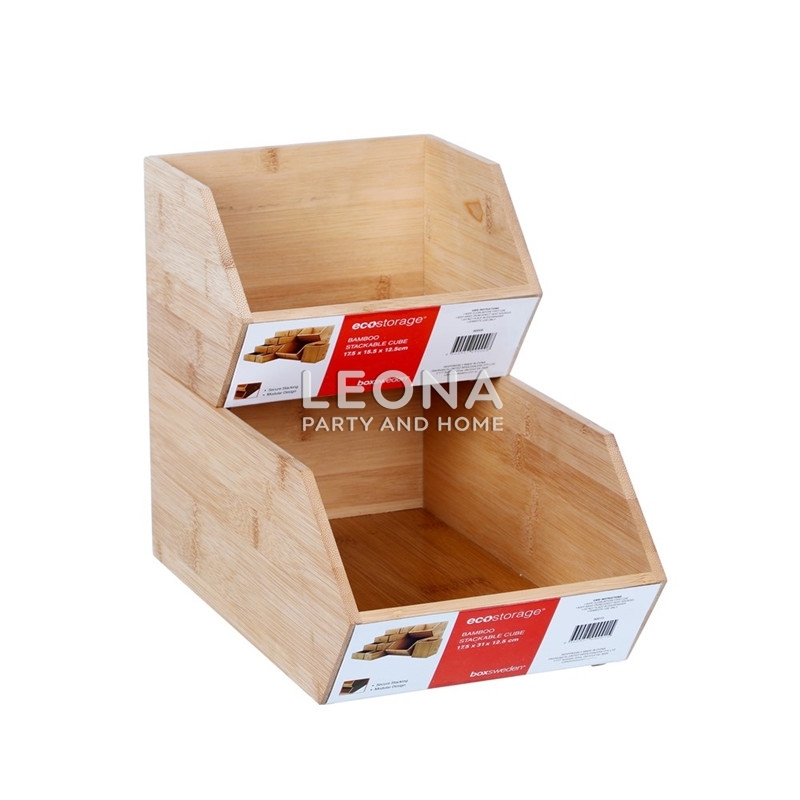 BAMBOO STACKABLE CUBE 17.5X15.5X12.5CM - bamboo stackable cube 175x155x125cm - 2    - Leona Party and Home