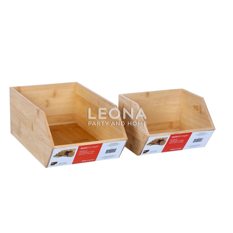 BAMBOO STACKABLE CUBE 17.5X15.5X12.5CM - bamboo stackable cube 175x155x125cm - 3    - Leona Party and Home