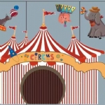 DPK055 Big circus red jungle animals birthday cut-out - big circus - 3    - Leona Party and Home