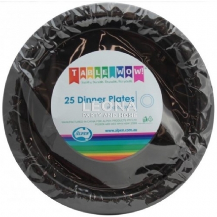 Black Dinner Plate 230mm P25 - Leona Party and Home