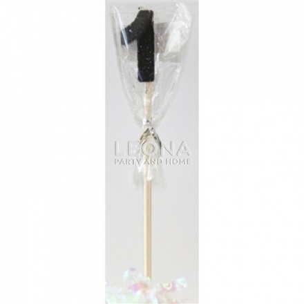 Black Glitter Long Stick Candle #1 P1 - Leona Party and Home