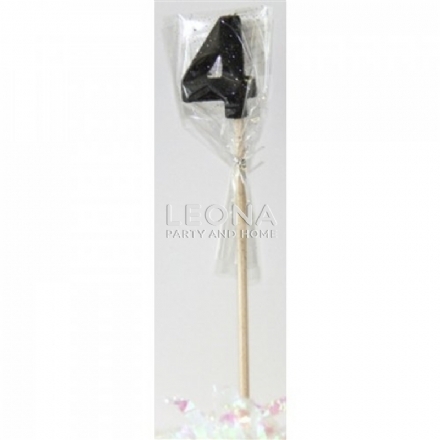 Black Glitter Long Stick Candle #4 P1 - Leona Party and Home