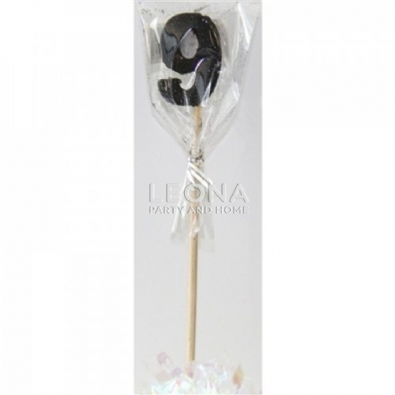 Black Glitter Long Stick Candle #9 P1 - Leona Party and Home