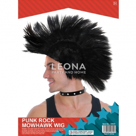 BLACK MOHAWK PUNK ROCK WIG - black mohawk punk rock wig - 1    - Leona Party and Home