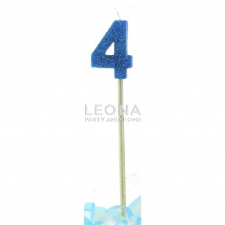 Blue Glitter Long Stick Candle #4 P1 - blue glitter long stick candle 4 p1 - 1    - Leona Party and Home