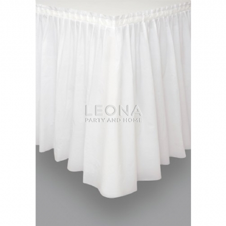Bright White Plastic Tableskirt 73cm x 4.3m - Leona Party and Home