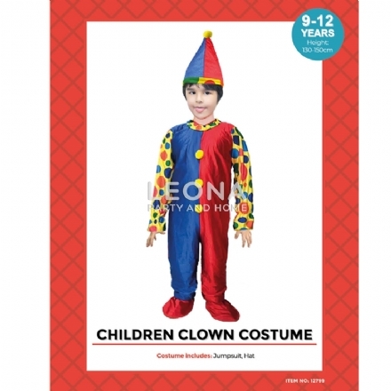 CHILDREN CLOWN COSTUME (BLUE RED) - children clown costume blue red - 1    - Leona Party and Home