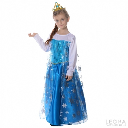 Children Blue Snow Princess - children elsa - 1    - Leona Party and Home