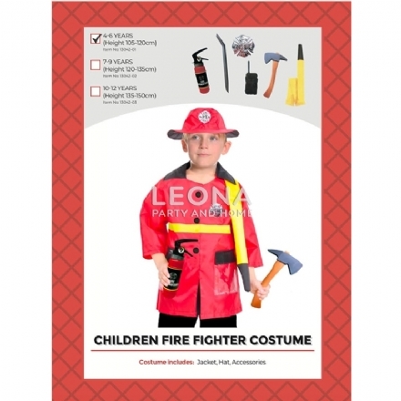 CHILDREN FIRE FIGHTER COSTUME AND ACCESSORIES - Leona Party and Home