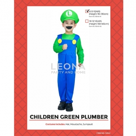 CHILDREN GREEN PLUMBER COSTUME - Leona Party and Home