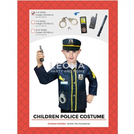 CHILDREN POLICE COSTUME AND ACCESSORIES - Leona Party and Home