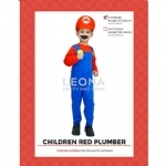 CHILDREN RED PLUMBER COSTUME - children red plumber costume - 1    - Leona Party and Home
