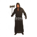 COSTUME ADULT HALLOWEEN BLACK HOODED ROBE 		 - costume adult halloween black hooded robe  - 1    - Leona Party and Home