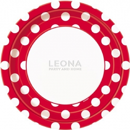 Dots Ruby Red 8 x 23cm Paper Plates - dots ruby red 8 x 23cm paper plates - 1    - Leona Party and Home