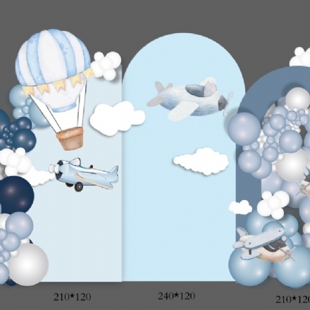 DPK047 baby blue hot balloon air plane cut-out - Leona Party and Home