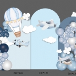 DPK047 baby blue hot balloon air plane cut-out - dpk047 - 1    - Leona Party and Home