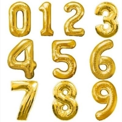 FOIL BALLOON 35CM NUMBERS GOLD - Leona Party and Home