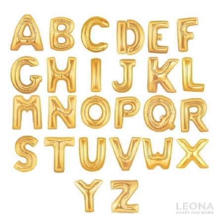 FOIL BALLOON 35CM LETTERS GOLD - Leona Party and Home