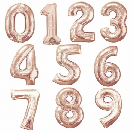 FOIL BALLOON 35CM NUMBERS ROSE GOLD - Leona Party and Home