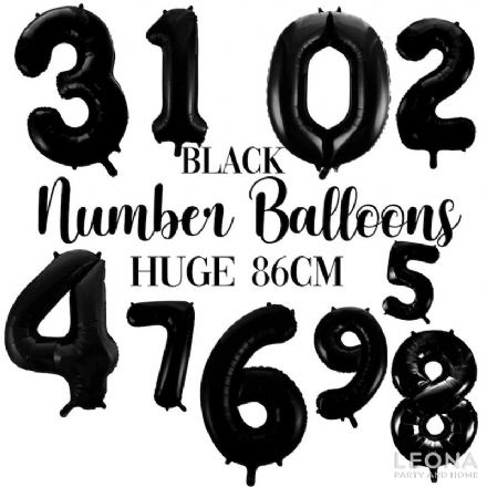 FOIL BALLOON 86CM NUMBERS BLACK - Leona Party and Home